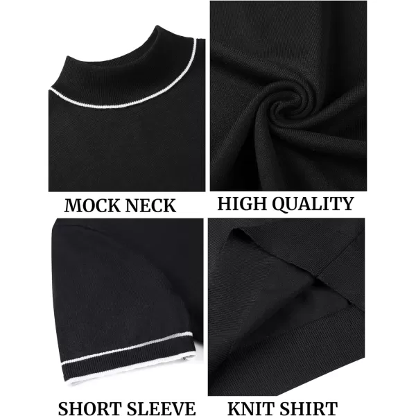 COOFANDY Mens Mock Turtleneck Sweater Short Sleeve Solid Color T-Shirts Basic Slim Fit Knitted Pullover Tees