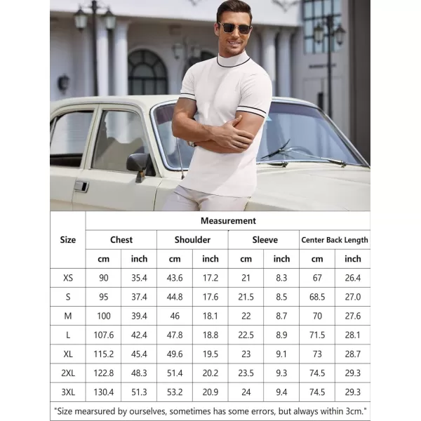 COOFANDY Mens Mock Turtleneck Sweater Short Sleeve Solid Color T-Shirts Basic Slim Fit Knitted Pullover Tees