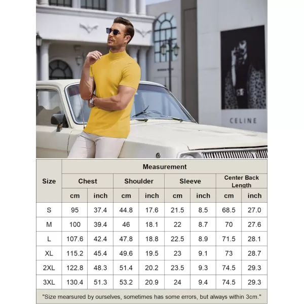 COOFANDY Mens Mock Turtleneck Sweater Short Sleeve Solid Color T-Shirts Basic Slim Fit Knitted Pullover Tees