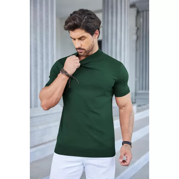 COOFANDY Mens Mock Turtleneck Sweater Short Sleeve Solid Color T-Shirts Basic Slim Fit Knitted Pullover Tees
