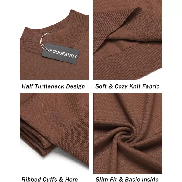 COOFANDY Mens Mock Turtleneck Sweater Short Sleeve Solid Color T-Shirts Basic Slim Fit Knitted Pullover Tees