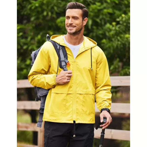 COOFANDY Mens Packable Rain Jacket Lightweight Waterproof Raincoat with Hood Outdoor Rain Gear Travel Hiking Cycling