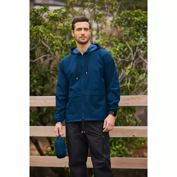 COOFANDY Mens Packable Rain Jacket Lightweight Waterproof Raincoat with Hood Outdoor Rain Gear Travel Hiking Cycling