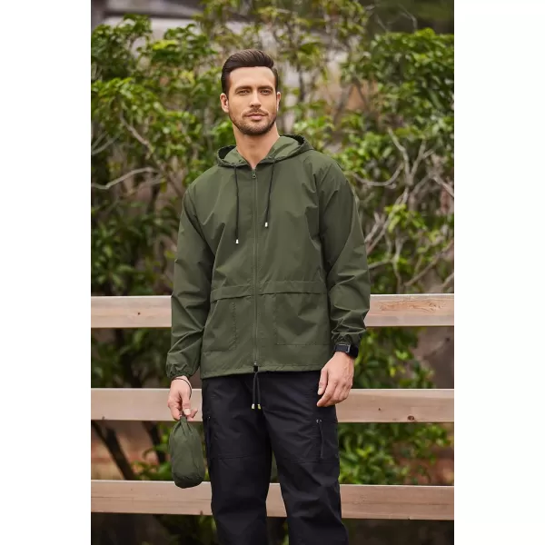 COOFANDY Mens Packable Rain Jacket Lightweight Waterproof Raincoat with Hood Outdoor Rain Gear Travel Hiking Cycling