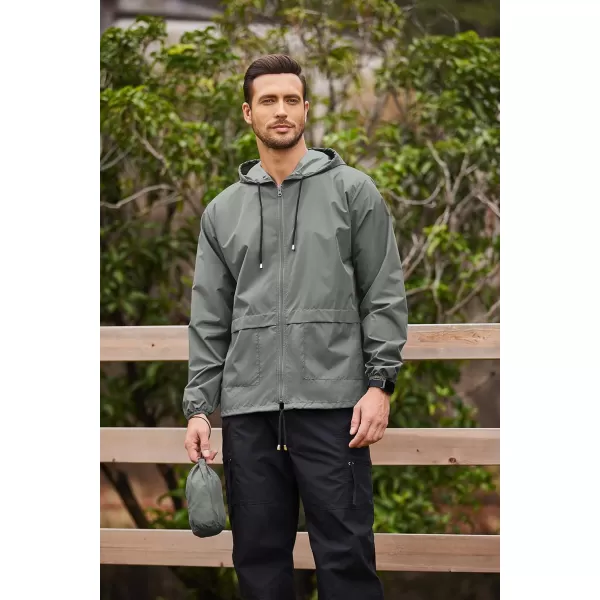 COOFANDY Mens Packable Rain Jacket Lightweight Waterproof Raincoat with Hood Outdoor Rain Gear Travel Hiking Cycling