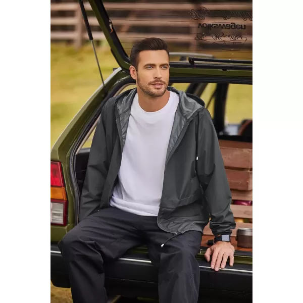 COOFANDY Mens Packable Rain Jacket Lightweight Waterproof Raincoat with Hood Outdoor Rain Gear Travel Hiking Cycling