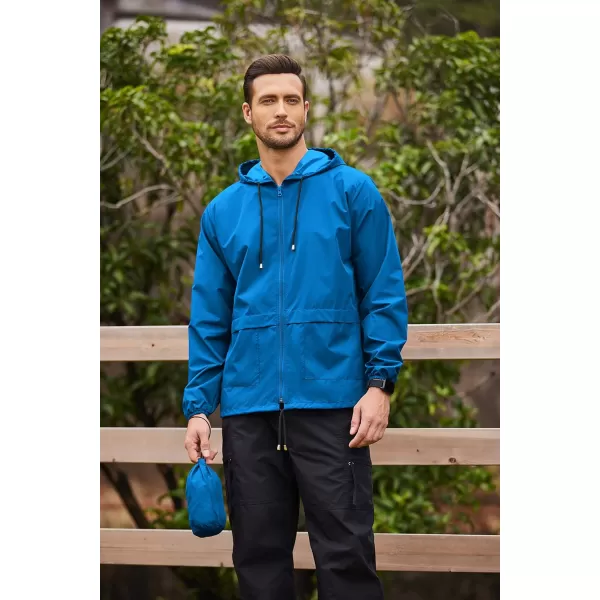 COOFANDY Mens Packable Rain Jacket Lightweight Waterproof Raincoat with Hood Outdoor Rain Gear Travel Hiking Cycling