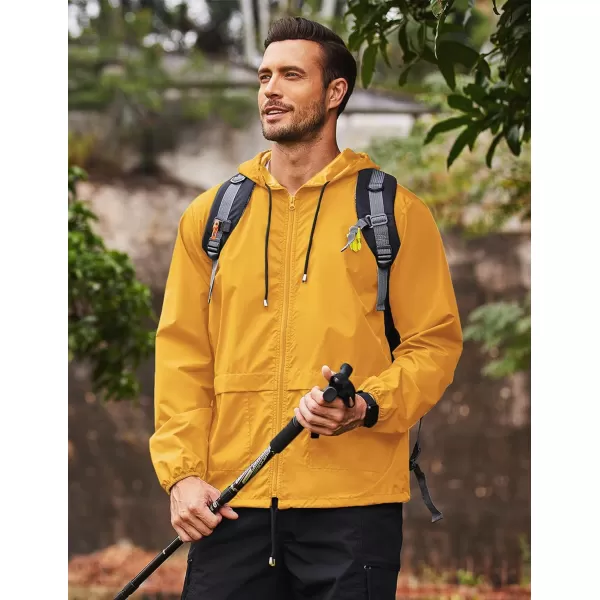 COOFANDY Mens Packable Rain Jacket Lightweight Waterproof Raincoat with Hood Outdoor Rain Gear Travel Hiking Cycling