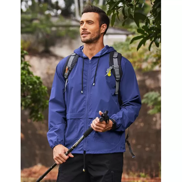 COOFANDY Mens Packable Rain Jacket Lightweight Waterproof Raincoat with Hood Outdoor Rain Gear Travel Hiking Cycling