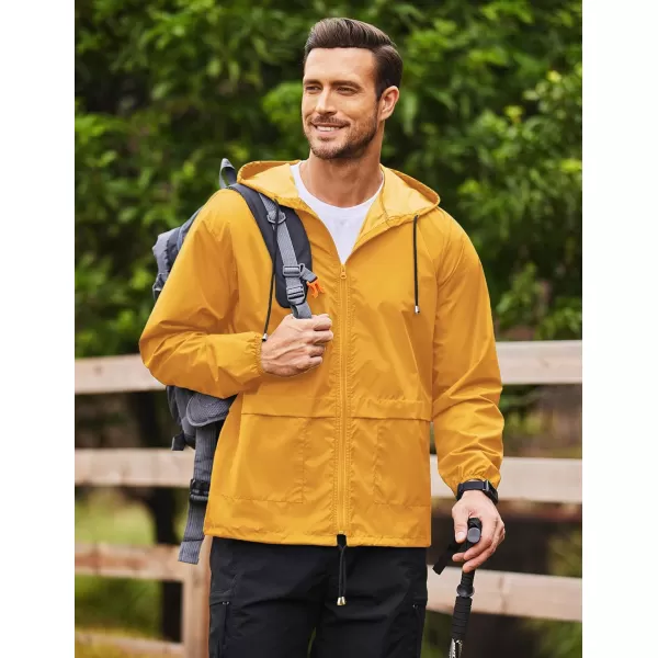 COOFANDY Mens Packable Rain Jacket Lightweight Waterproof Raincoat with Hood Outdoor Rain Gear Travel Hiking Cycling
