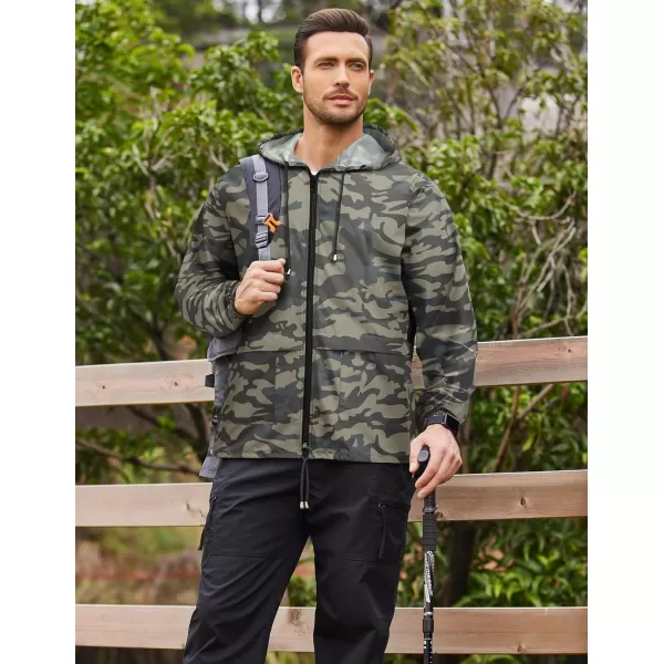 COOFANDY Mens Packable Rain Jacket Lightweight Waterproof Raincoat with Hood Outdoor Rain Gear Travel Hiking Cycling