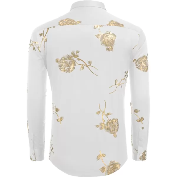 COOFANDY Men's Paisley Shirt Luxury Disco Long Sleeve Button Down Dress Shirts