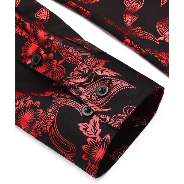 COOFANDY Men's Paisley Shirt Luxury Disco Long Sleeve Button Down Dress Shirts