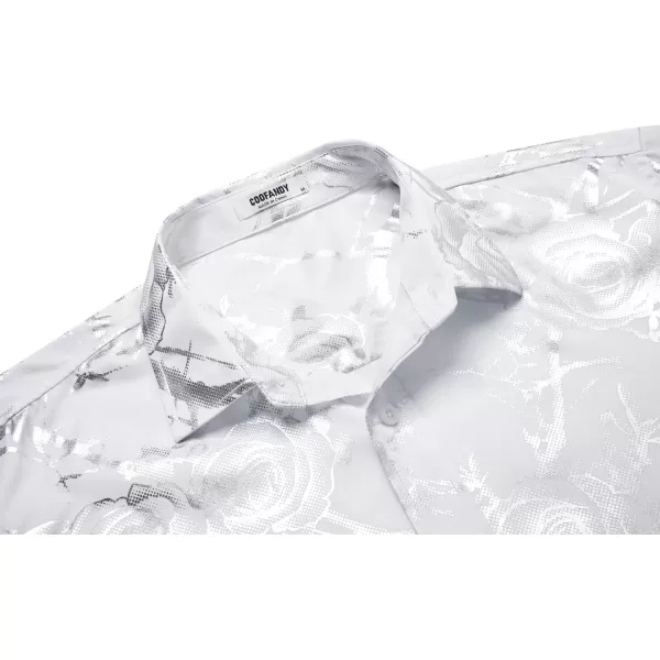 COOFANDY Men's Paisley Shirt Luxury Disco Long Sleeve Button Down Dress Shirts