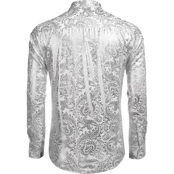 COOFANDY Men's Paisley Shirt Luxury Disco Long Sleeve Button Down Dress Shirts