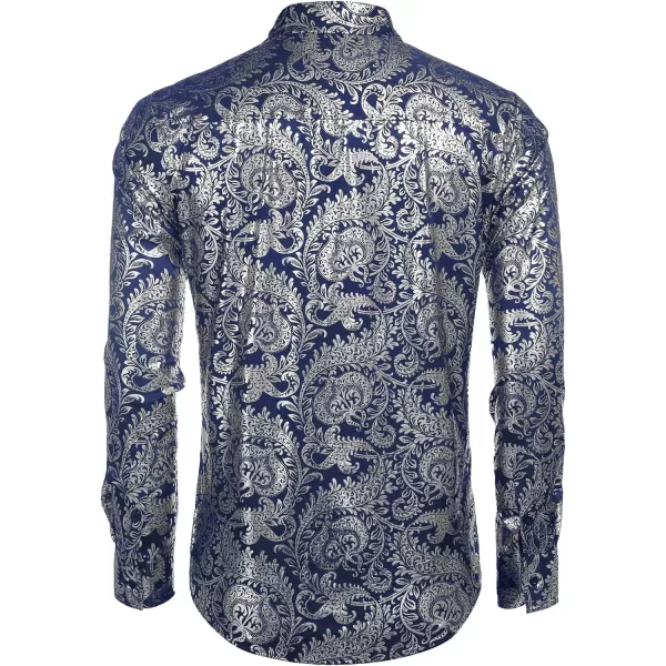 COOFANDY Men's Paisley Shirt Luxury Disco Long Sleeve Button Down Dress Shirts