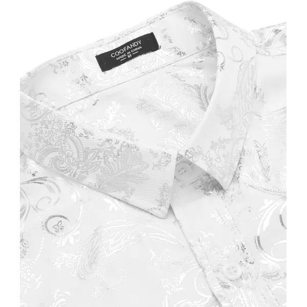 COOFANDY Men's Paisley Shirt Luxury Disco Long Sleeve Button Down Dress Shirts