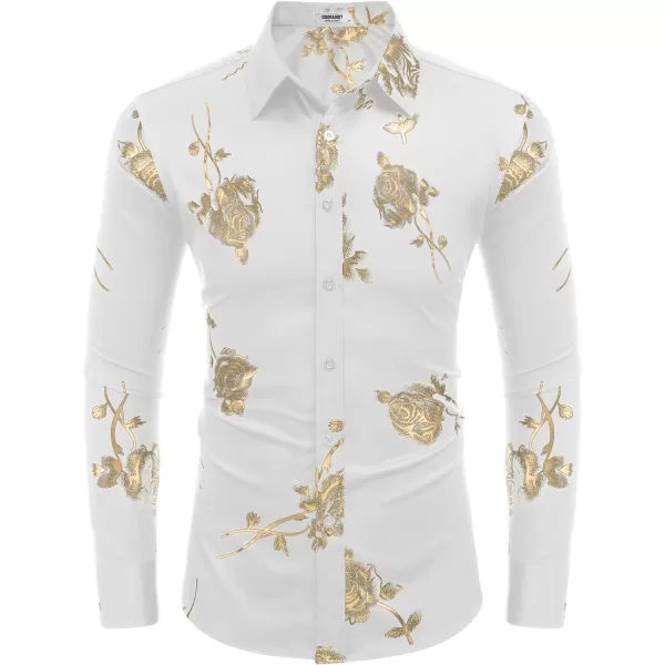 COOFANDY Men's Paisley Shirt Luxury Disco Long Sleeve Button Down Dress Shirts