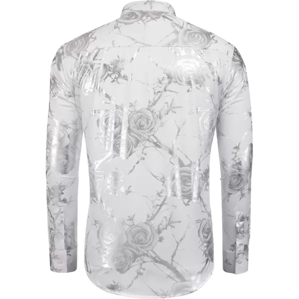 COOFANDY Men's Paisley Shirt Luxury Disco Long Sleeve Button Down Dress Shirts