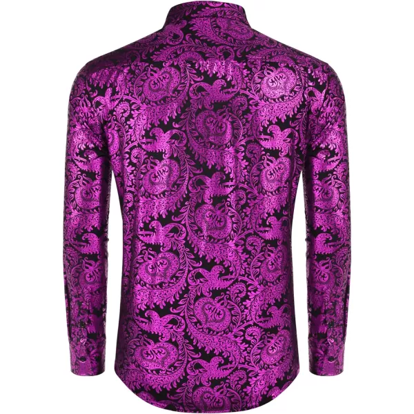 COOFANDY Men's Paisley Shirt Luxury Disco Long Sleeve Button Down Dress Shirts