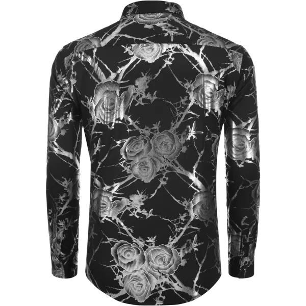 COOFANDY Men's Paisley Shirt Luxury Disco Long Sleeve Button Down Dress Shirts
