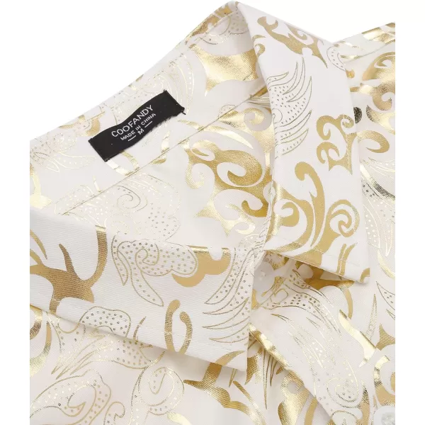 COOFANDY Men's Paisley Shirt Luxury Disco Long Sleeve Button Down Dress Shirts