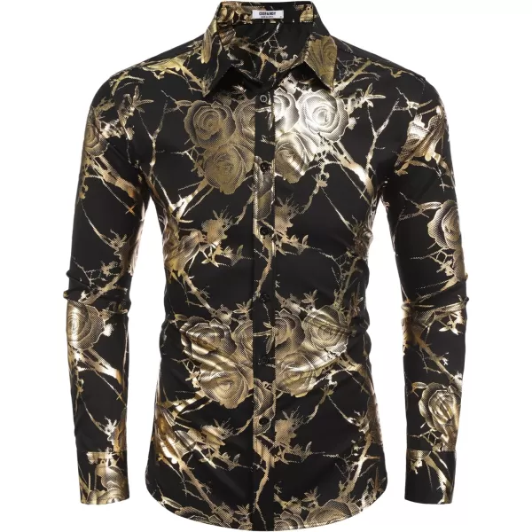 COOFANDY Men's Paisley Shirt Luxury Disco Long Sleeve Button Down Dress Shirts