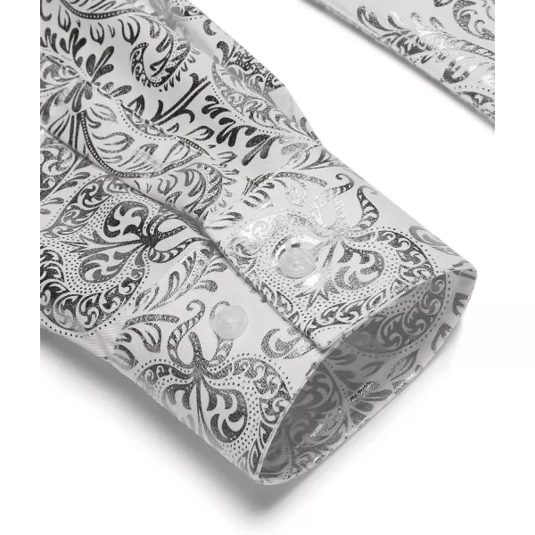 COOFANDY Men's Paisley Shirt Luxury Disco Long Sleeve Button Down Dress Shirts