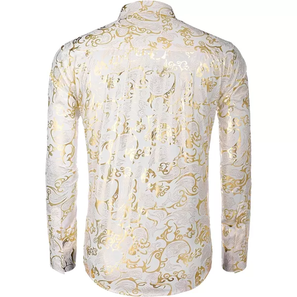 COOFANDY Men's Paisley Shirt Luxury Disco Long Sleeve Button Down Dress Shirts