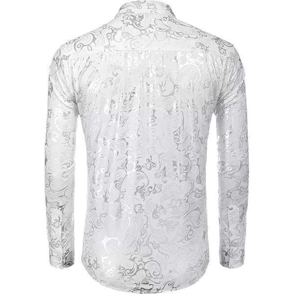 COOFANDY Men's Paisley Shirt Luxury Disco Long Sleeve Button Down Dress Shirts
