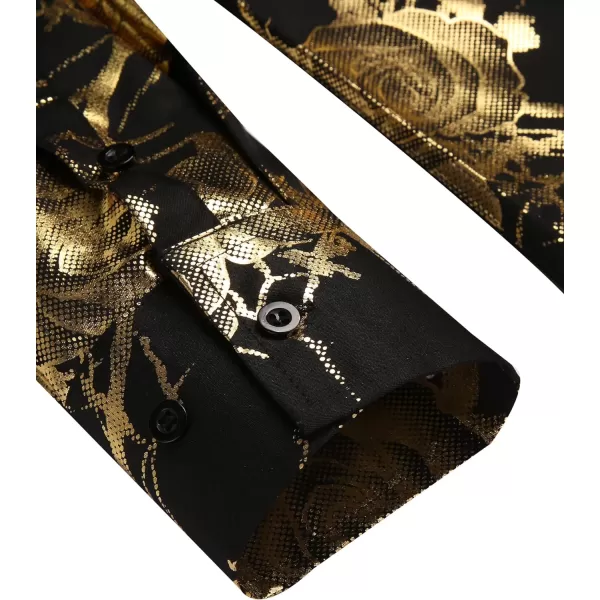COOFANDY Men's Paisley Shirt Luxury Disco Long Sleeve Button Down Dress Shirts