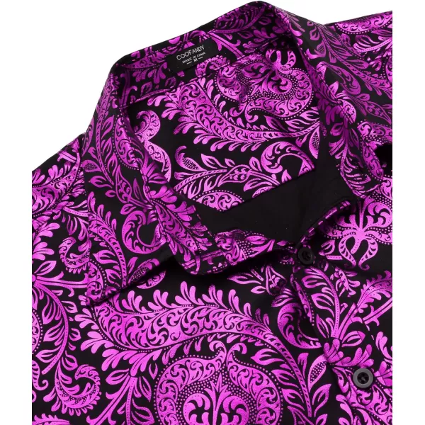 COOFANDY Men's Paisley Shirt Luxury Disco Long Sleeve Button Down Dress Shirts