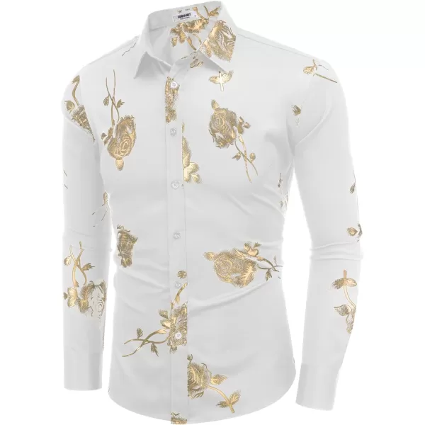 COOFANDY Men's Paisley Shirt Luxury Disco Long Sleeve Button Down Dress Shirts