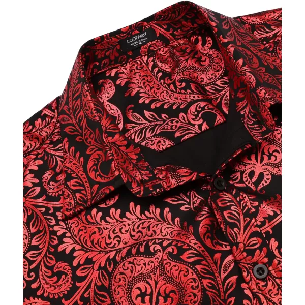 COOFANDY Men's Paisley Shirt Luxury Disco Long Sleeve Button Down Dress Shirts