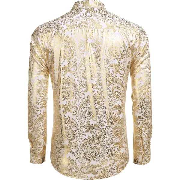 COOFANDY Men's Paisley Shirt Luxury Disco Long Sleeve Button Down Dress Shirts
