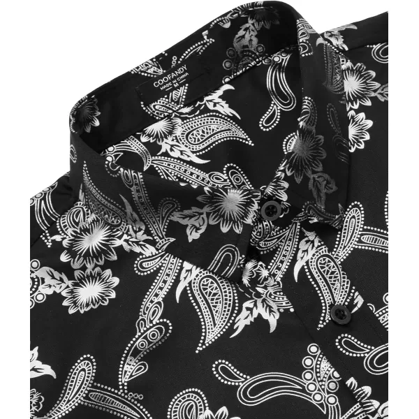 COOFANDY Men's Paisley Shirt Luxury Disco Long Sleeve Button Down Dress Shirts