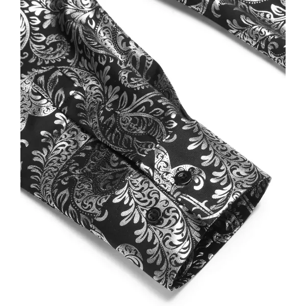 COOFANDY Men's Paisley Shirt Luxury Disco Long Sleeve Button Down Dress Shirts