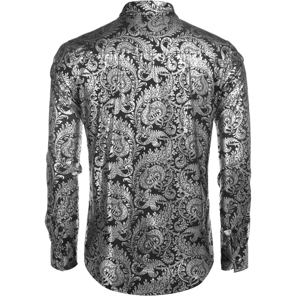 COOFANDY Men's Paisley Shirt Luxury Disco Long Sleeve Button Down Dress Shirts