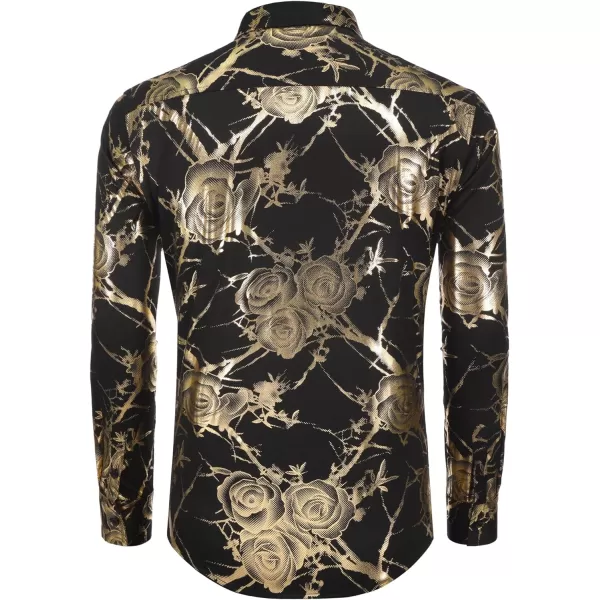 COOFANDY Men's Paisley Shirt Luxury Disco Long Sleeve Button Down Dress Shirts