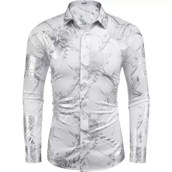 COOFANDY Men's Paisley Shirt Luxury Disco Long Sleeve Button Down Dress Shirts