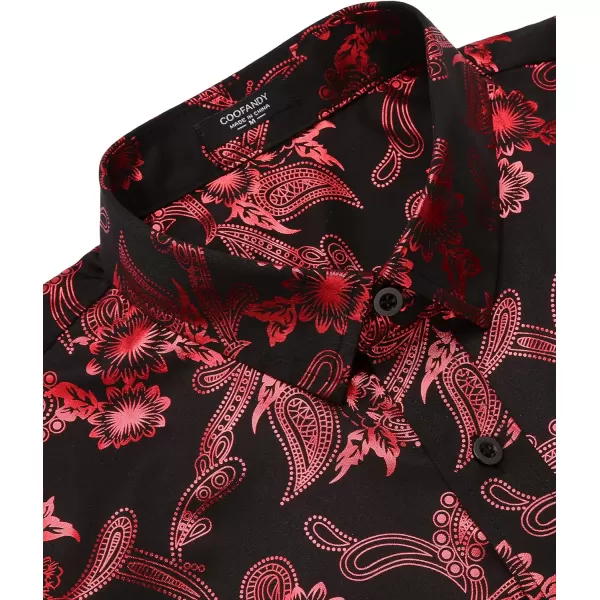 COOFANDY Men's Paisley Shirt Luxury Disco Long Sleeve Button Down Dress Shirts