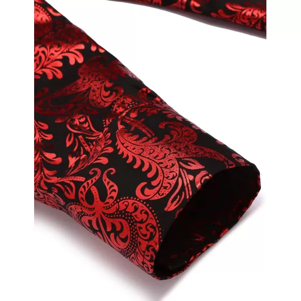 COOFANDY Men's Paisley Shirt Luxury Disco Long Sleeve Button Down Dress Shirts