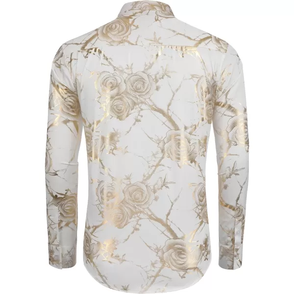 COOFANDY Men's Paisley Shirt Luxury Disco Long Sleeve Button Down Dress Shirts