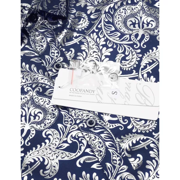 COOFANDY Men's Paisley Shirt Luxury Disco Long Sleeve Button Down Dress Shirts