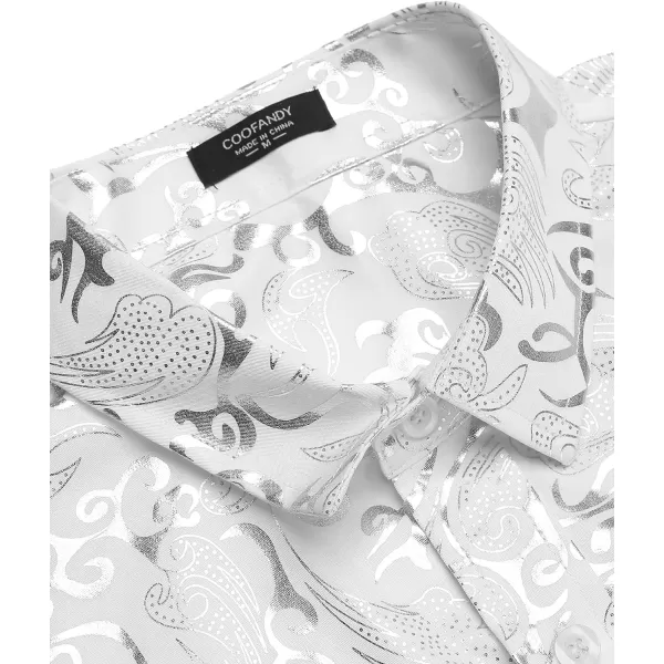COOFANDY Men's Paisley Shirt Luxury Disco Long Sleeve Button Down Dress Shirts