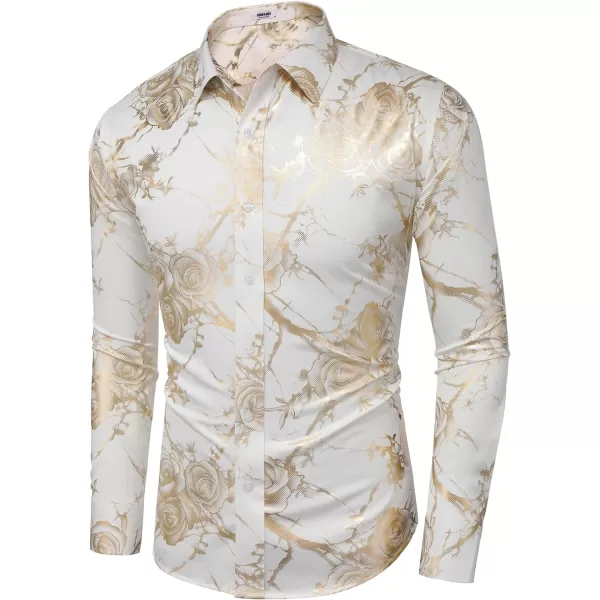 COOFANDY Men's Paisley Shirt Luxury Disco Long Sleeve Button Down Dress Shirts