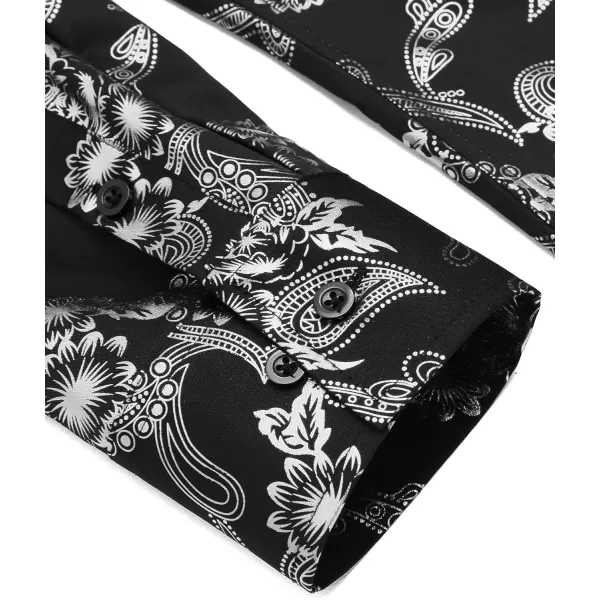 COOFANDY Men's Paisley Shirt Luxury Disco Long Sleeve Button Down Dress Shirts