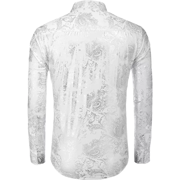 COOFANDY Men's Paisley Shirt Luxury Disco Long Sleeve Button Down Dress Shirts