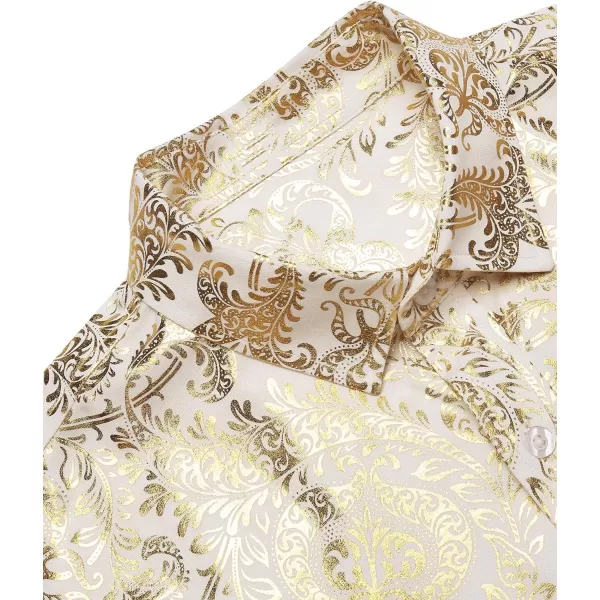 COOFANDY Men's Paisley Shirt Luxury Disco Long Sleeve Button Down Dress Shirts