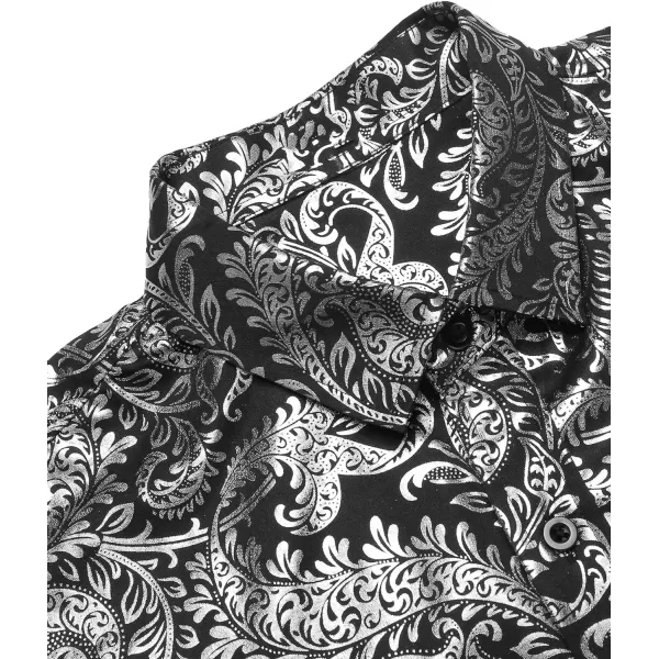 COOFANDY Men's Paisley Shirt Luxury Disco Long Sleeve Button Down Dress Shirts